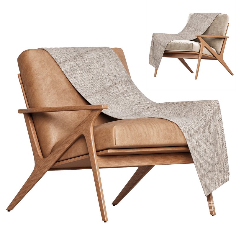 Cavett Wood Frame Armchair by Crate & Barrel - Image 2