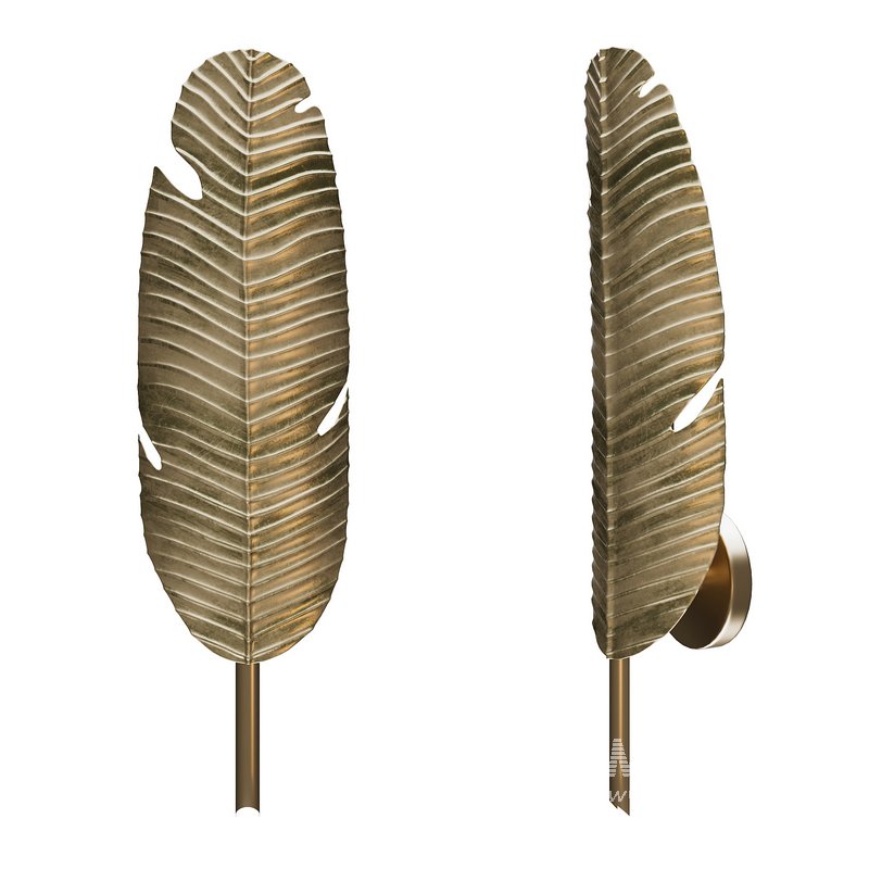 Tropical Brass Leaf Wall Sconce - Image 2
