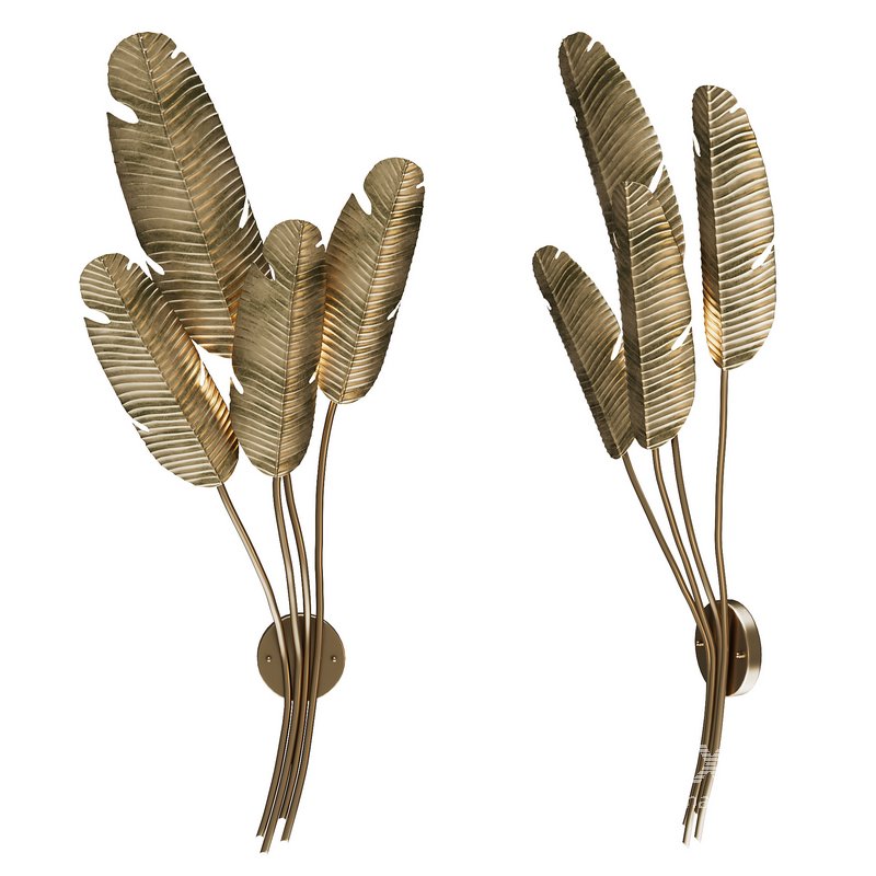 Tropical Brass Multi-Leaf Wall Sconce - Image 1