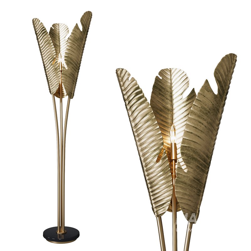 Tropical Large Brass Floor Lamp - Image 1