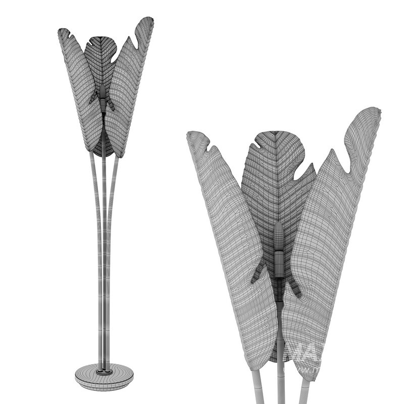 Tropical Large Brass Floor Lamp - Image 3