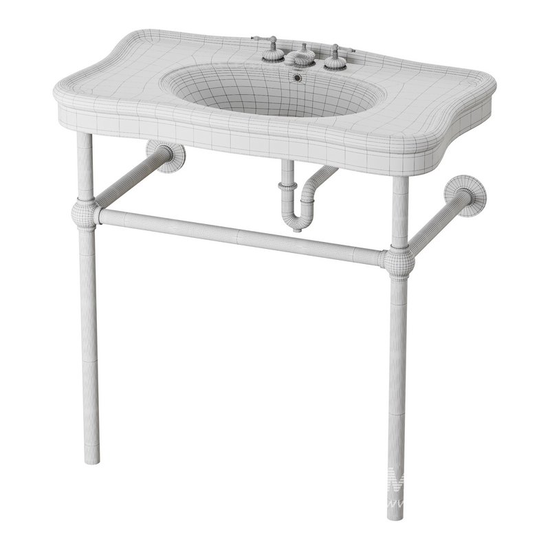 Console Sink Porcelain Belle Epoque with Black Nickel Support Legs - Image 13