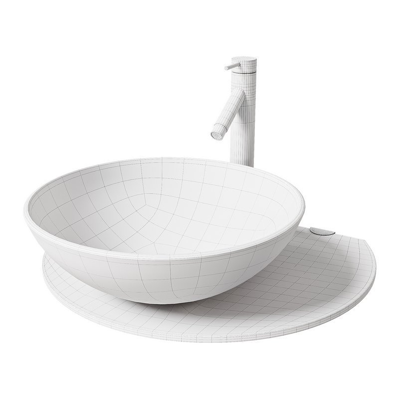 Corona 27 7 8 Glass Wall Mounted Bathroom Sink with Round Counter Faucet and Drain - Image 14