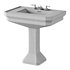 White Large Vitreous Victorian Pedestal Sink with Widespread Black Belle Faucet - Thumbnail 13