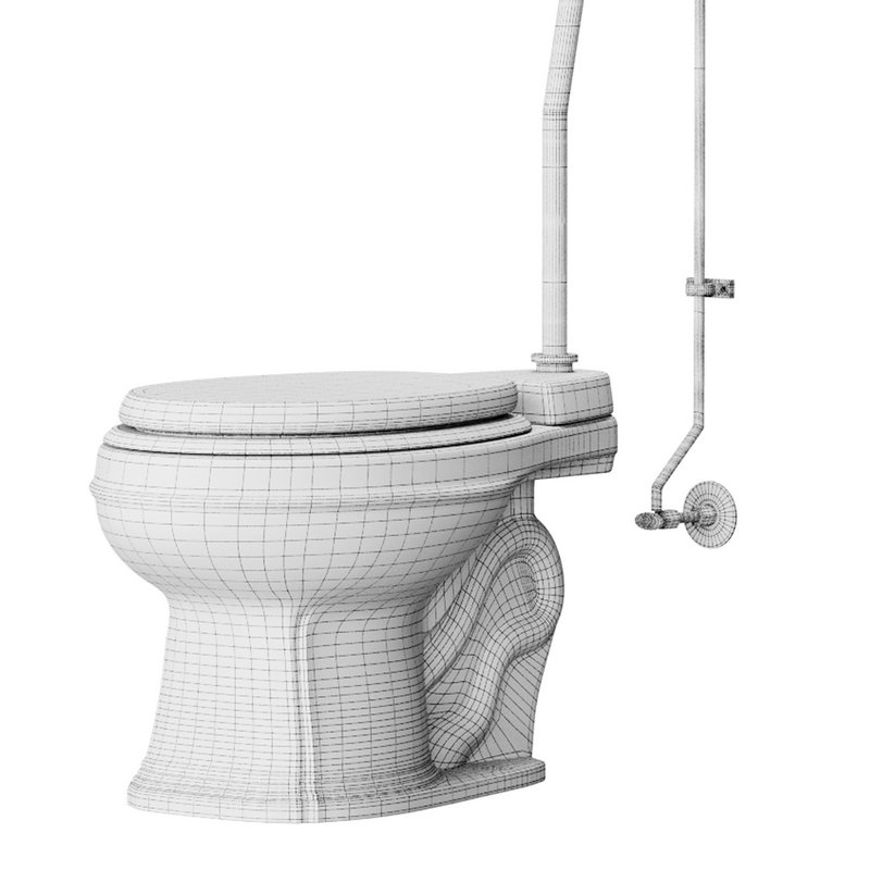 White High Tank Toilet with Round Bowl Chrome Plate Z-Pipe - Image 15