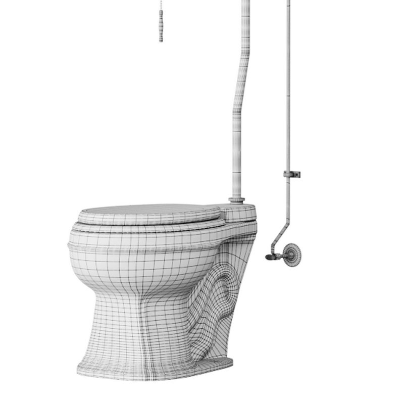 Dark Oak High Tank Pull Chain Toilet Wooden Tank Round Bowl - Image 15