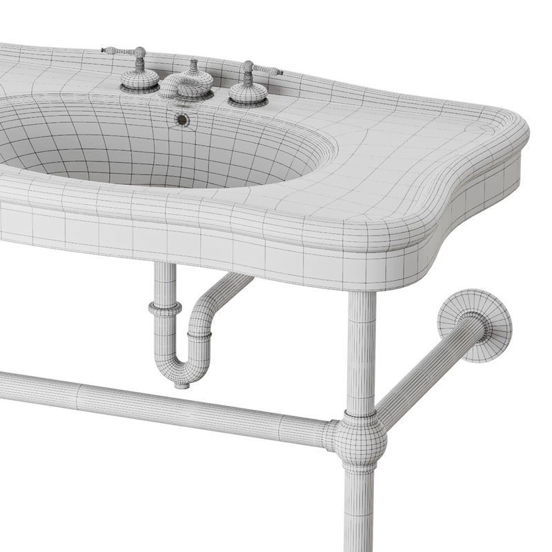 Console Sink Porcelain Belle Epoque with Black Nickel Support Legs - Image 14