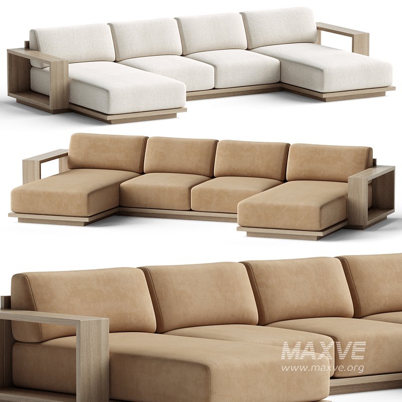 Mallorca Wood Double-Chaise Sofa - Image 1