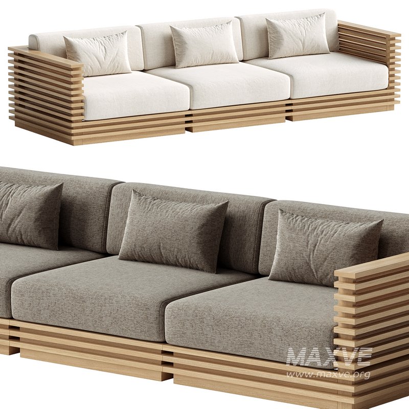 Batten Teak Outdoor Sofa - Image 1
