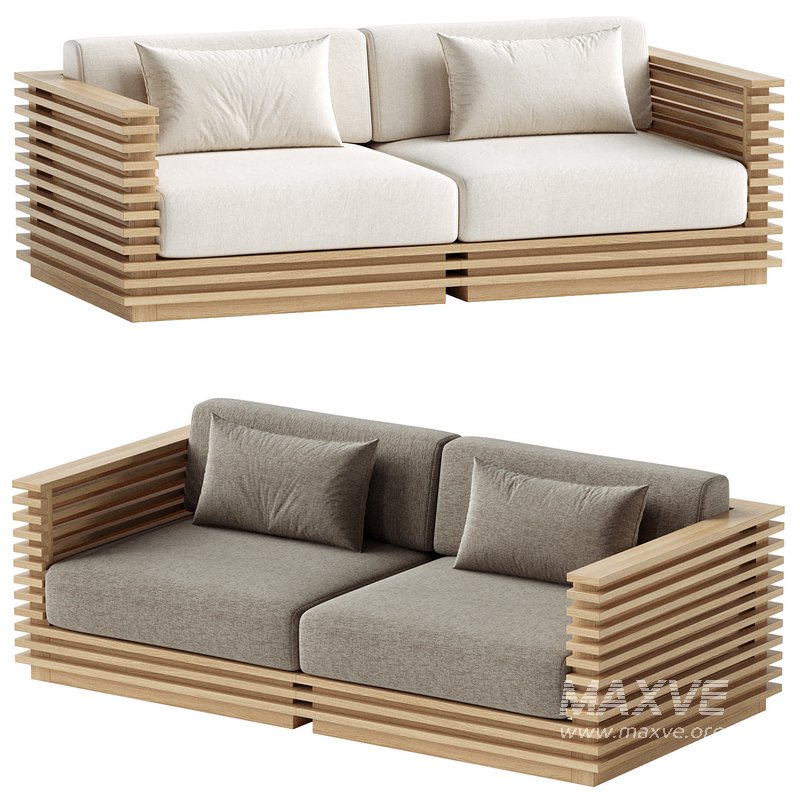 Batten Teak Outdoor Loveseat - Image 1