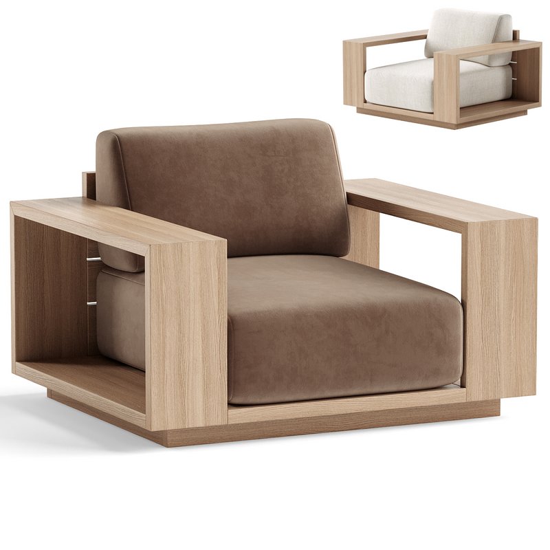 Mallorca Wood Outdoor Lounge Chair - Image 2