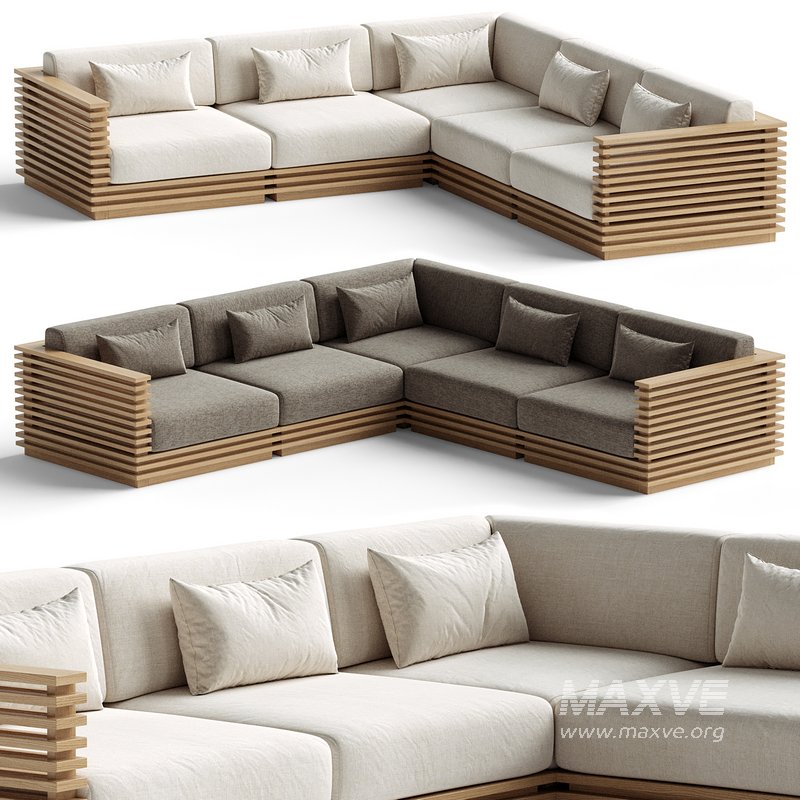 Batten 5-Piece L-Shaped Teak Sofa - Image 4