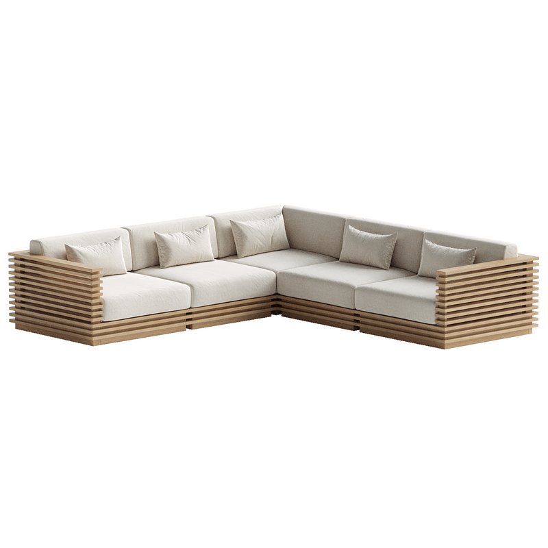 Batten 5-Piece L-Shaped Teak Sofa - Image 1