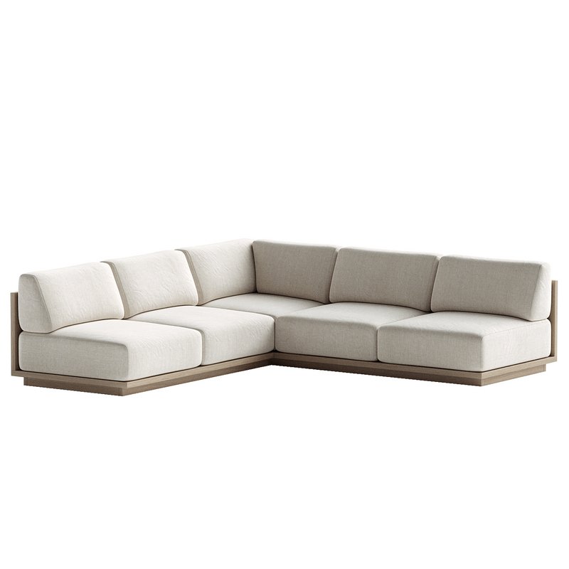 Mallorca Wood 3-Piece L-Shaped Armless Sofa - Image 2