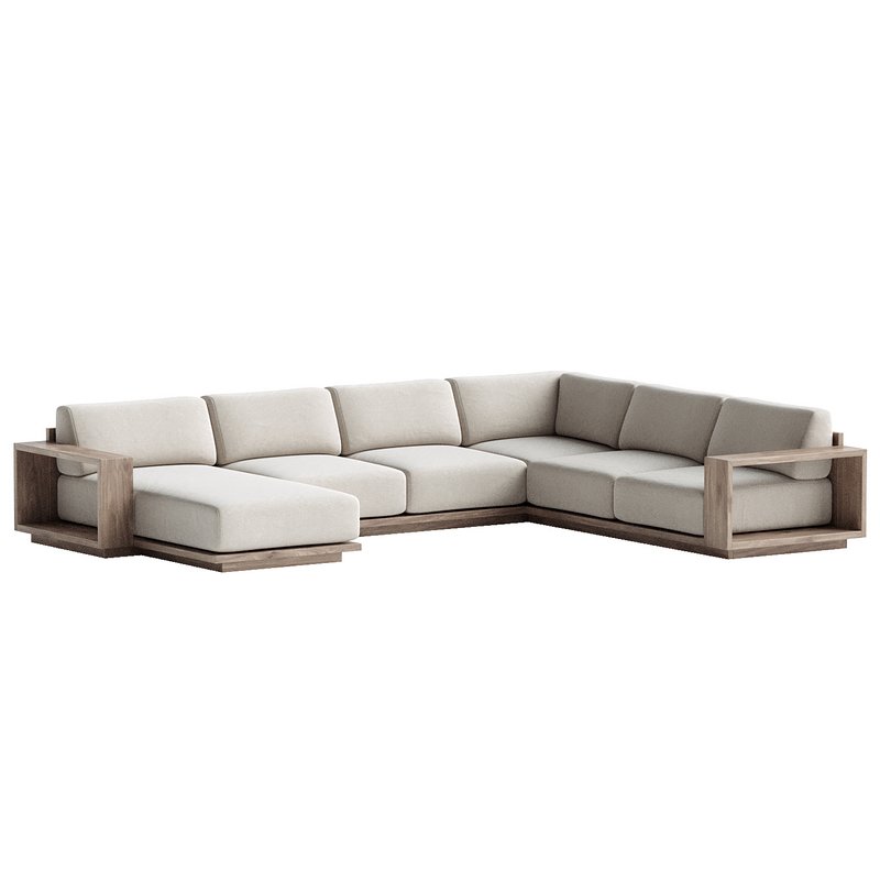 Mallorca Wood 4-Piece Left-Arm Sectional Sofa - Image 2