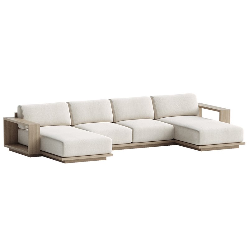 Mallorca Wood Double-Chaise Sofa - Image 2