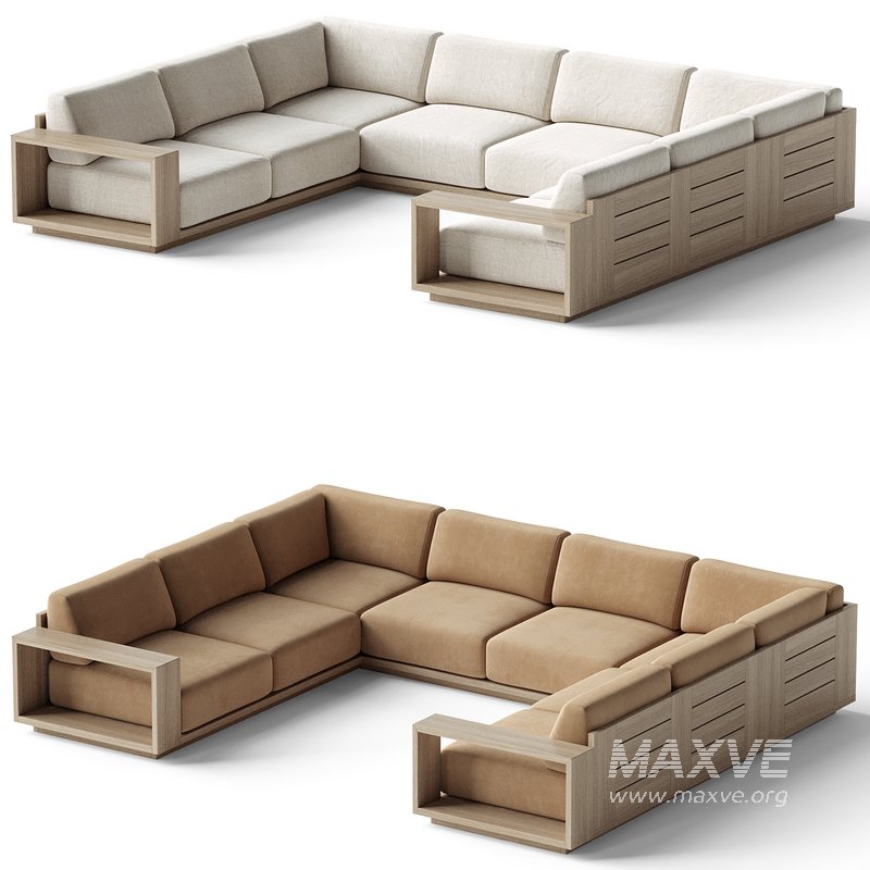 Mallorca Wood 5-Piece U-Shaped Sofa - Image 3