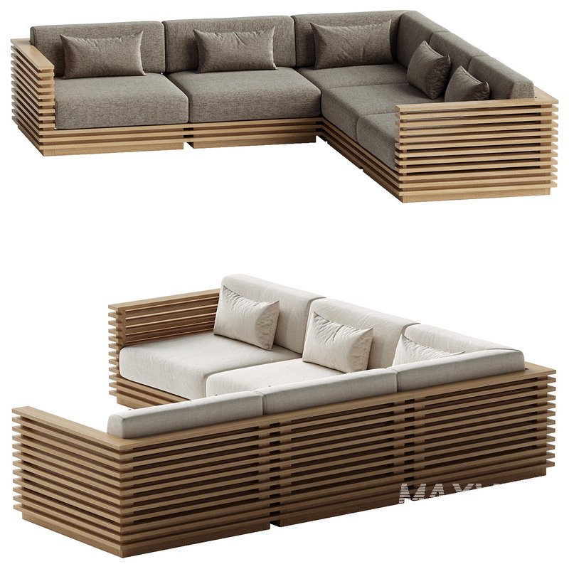 Batten 5-Piece L-Shaped Teak Sofa - Image 2