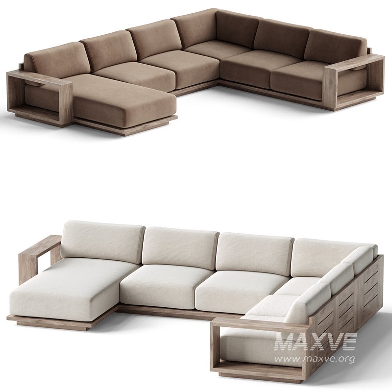 Mallorca Wood 4-Piece Left-Arm Sectional Sofa - Image 3