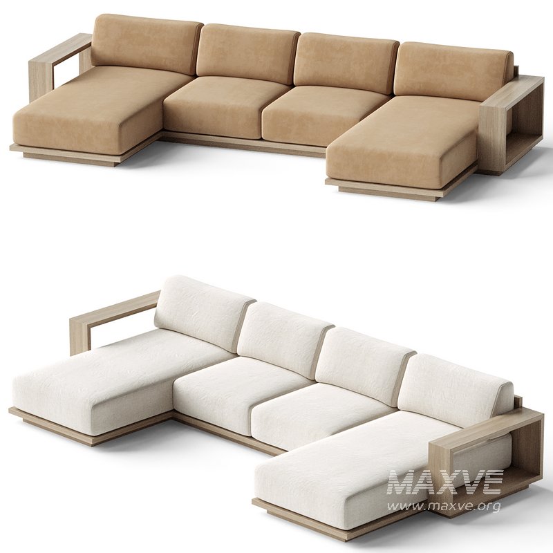 Mallorca Wood Double-Chaise Sofa - Image 3