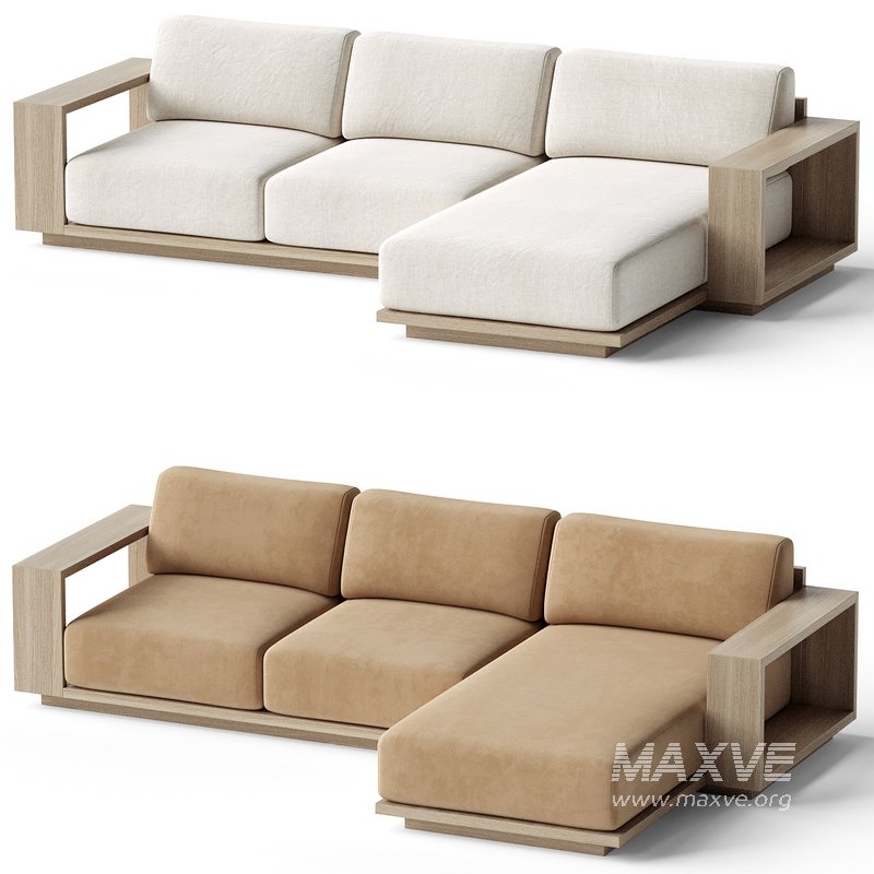 Mallorca Wood 2-Piece Right-Arm Chaise Sofa - Image 3