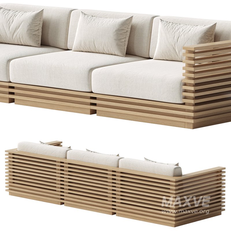 Batten Teak Outdoor Sofa - Image 5