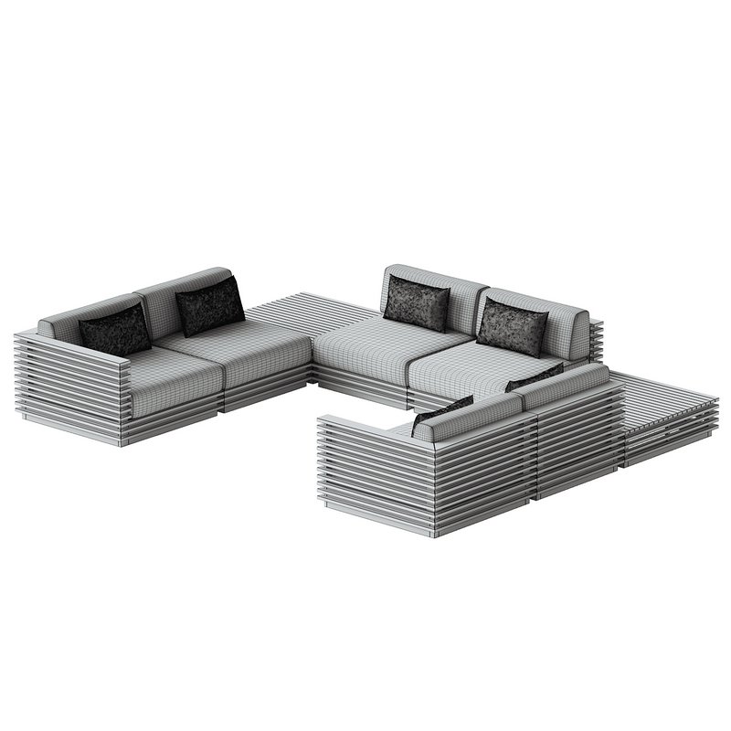 Batten 8-Piece U-Shaped Teak Sofa - Image 3