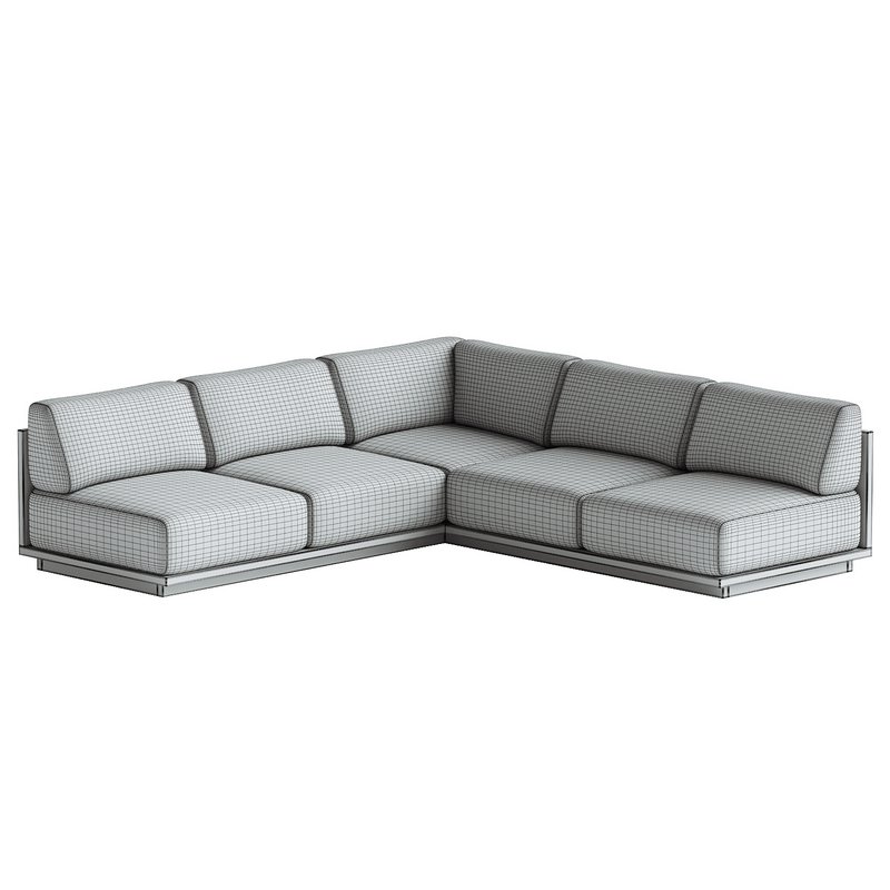Mallorca Wood 3-Piece L-Shaped Armless Sofa - Image 4