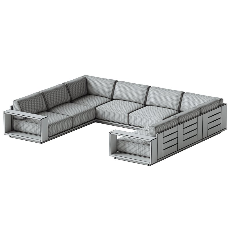 Mallorca Wood 5-Piece U-Shaped Sofa - Image 4
