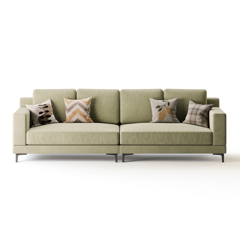 3-seater Modish Cream Solid Color Sofa - Image 8