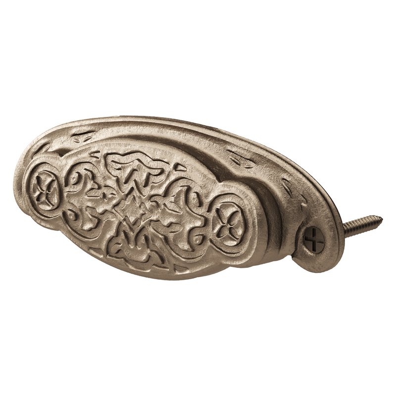 Black Floral Cabinet Drawer Cup Bin Pull Wrought Iron - Image 10