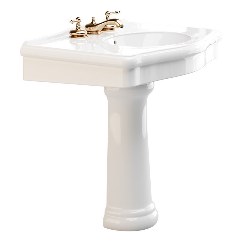White Porcelain Bathroom Pedestal Sink - Image 10