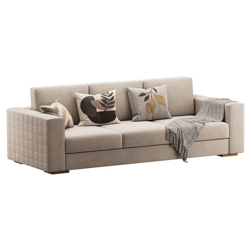 Furniture Port 3 Seater Off White Wooden Sofa - Image 10