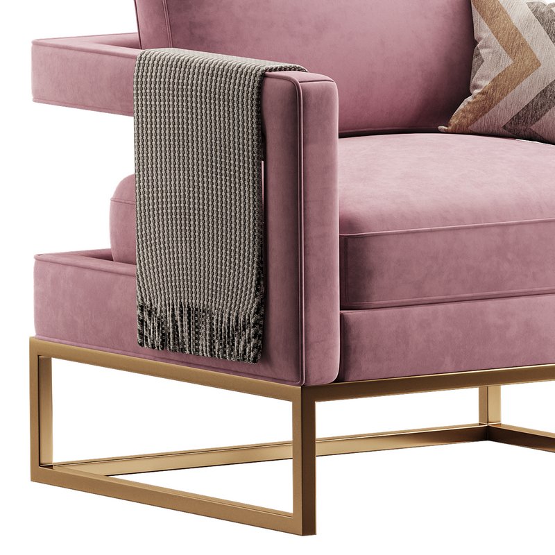 Avery Pink Velvet Chair With - Image 9