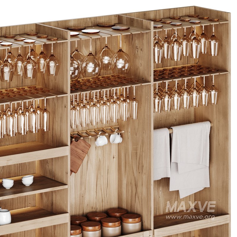 Modern Wine cabinet with dishes and glasses 01 - Image 11