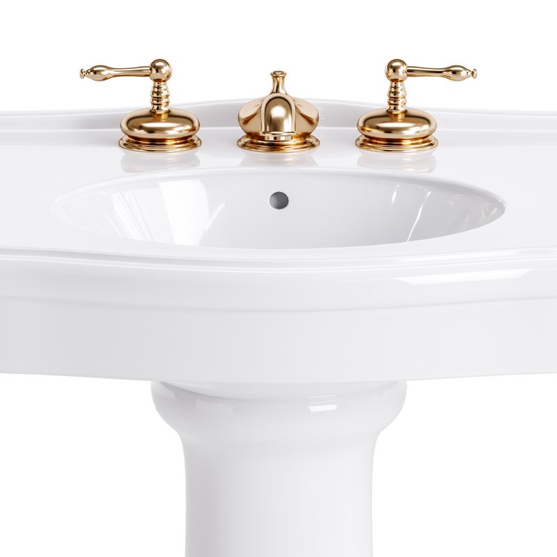 White Porcelain Bathroom Pedestal Sink - Image 12