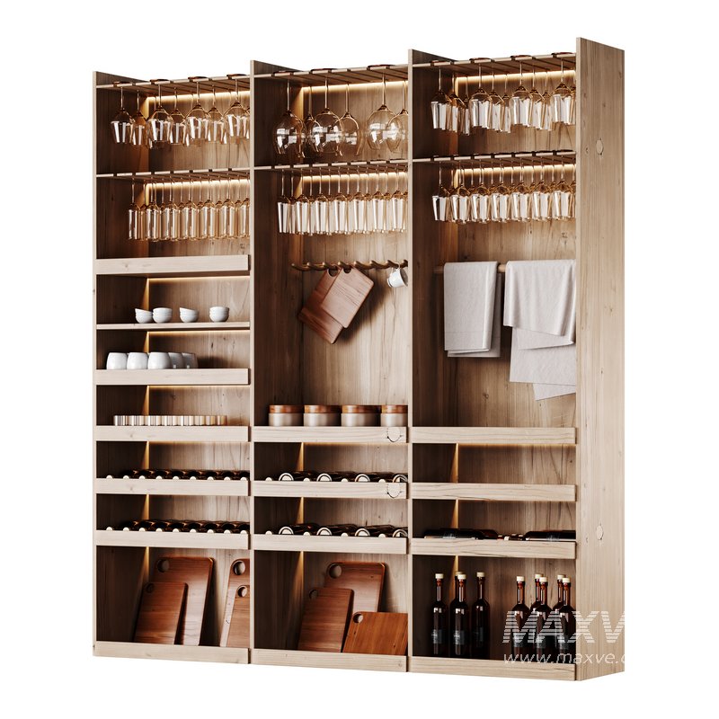 Modern Wine cabinet with dishes and glasses 01 - Image 10