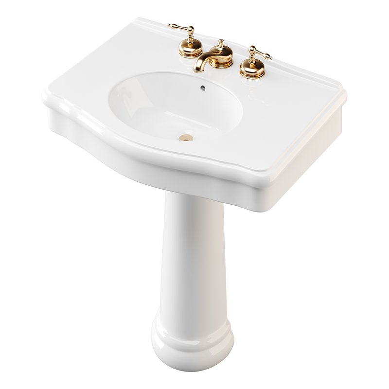 White Porcelain Bathroom Pedestal Sink - Image 11