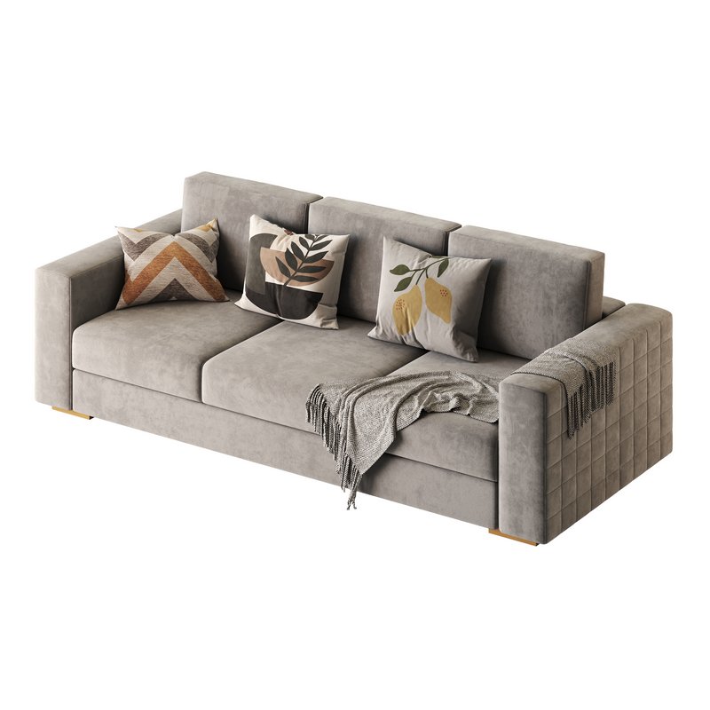 Furniture Port 3 Seater Off White Wooden Sofa - Image 12