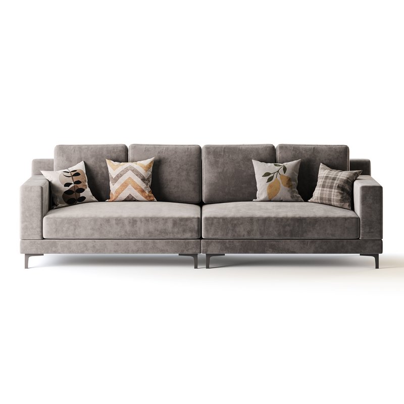 3-seater Modish Cream Solid Color Sofa - Image 13