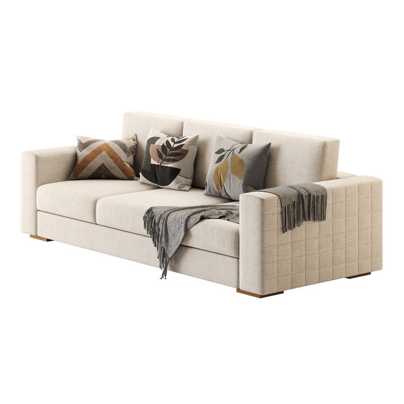 Furniture Port 3 Seater Off White Wooden Sofa - Image 13