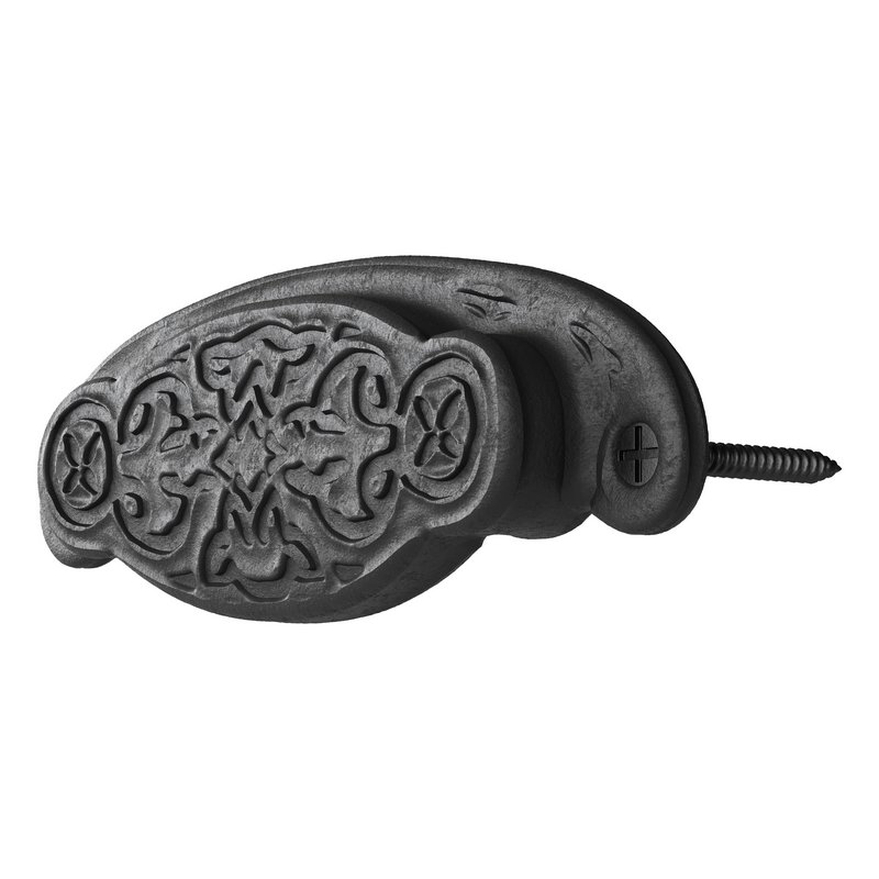 Black Floral Cabinet Drawer Cup Bin Pull Wrought Iron - Image 12