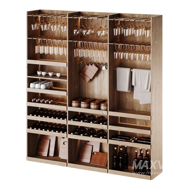 Modern Wine cabinet with dishes and glasses 01 - Image 13