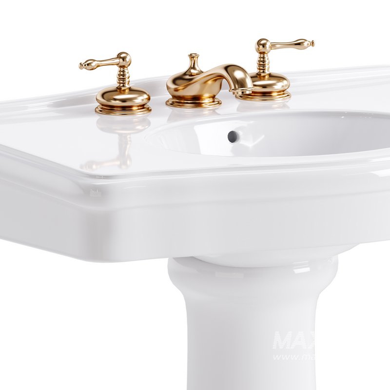 White Porcelain Bathroom Pedestal Sink - Image 13