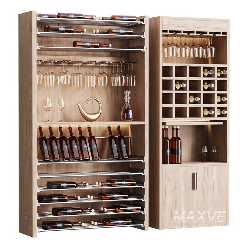 Modern Wine cabinet with dishes and glasses 02 - Image 1