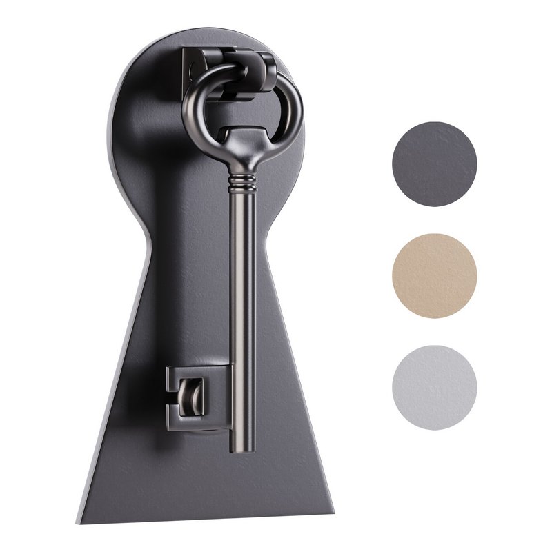 Door Knocker Black Cast Iron Key - Image 1