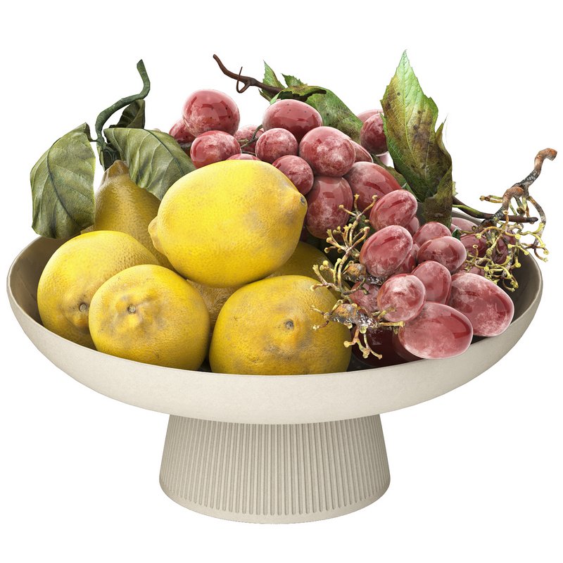 bowl of yellow lemons and grapes - Image 1