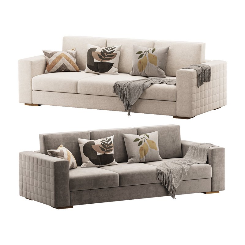 Furniture Port 3 Seater Off White Wooden Sofa - Image 1