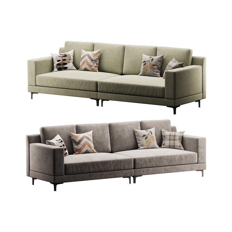 3-seater Modish Cream Solid Color Sofa - Image 4