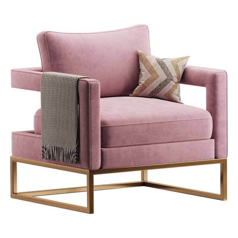 Avery Pink Velvet Chair With - Image 3